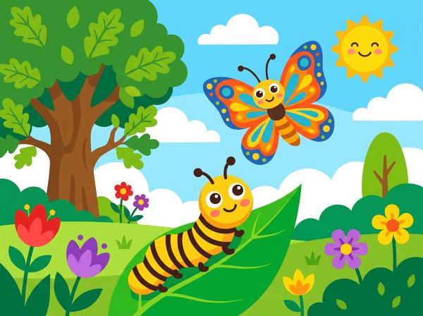 Portada del cuento «Tuti, la oruga que soñaba con volar»