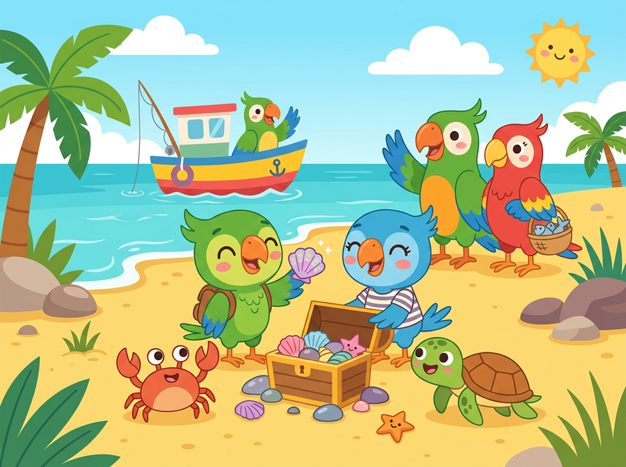Portada del cuento «Kiko, Mia y el tesoro de la playa»
