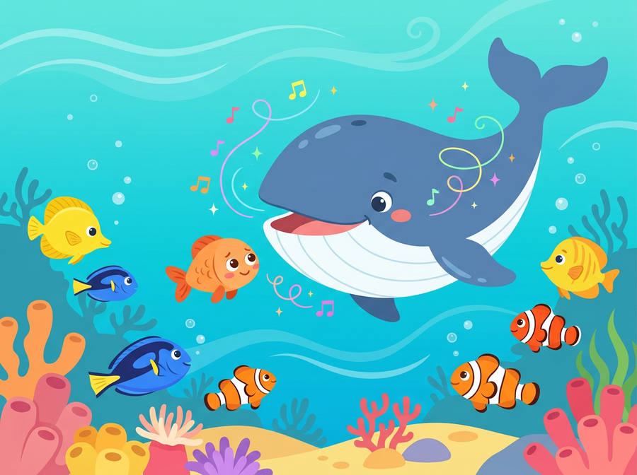 Portada del cuento «La ballena que guardaba las canciones del mar»
