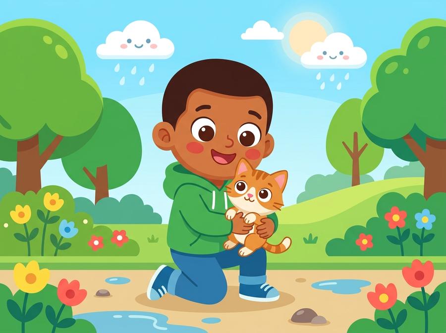 Portada del cuento «Omar y el gatito perdido»